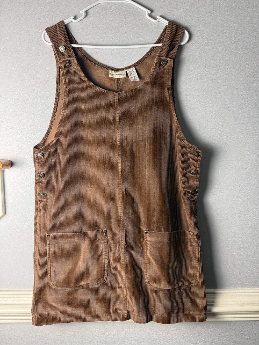 Vintage Kathy ireland Brown Corduroy Pinafore Tunic/ jumper